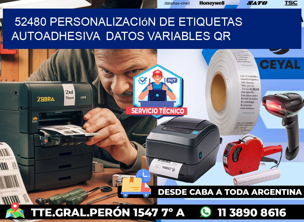 52480 Personalización de etiquetas autoadhesiva datos variables QR