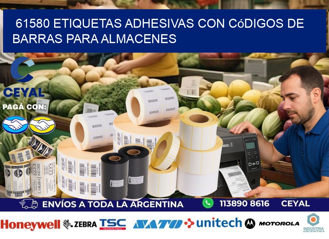 61580 etiquetas adhesivas con códigos de barras para almacenes