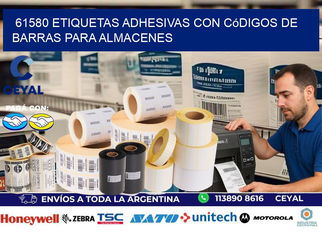 61580 etiquetas adhesivas con códigos de barras para almacenes