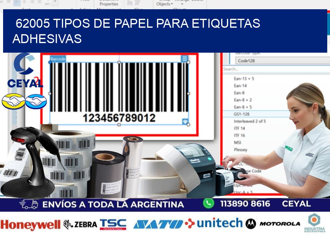 62005 Tipos de papel para etiquetas adhesivas