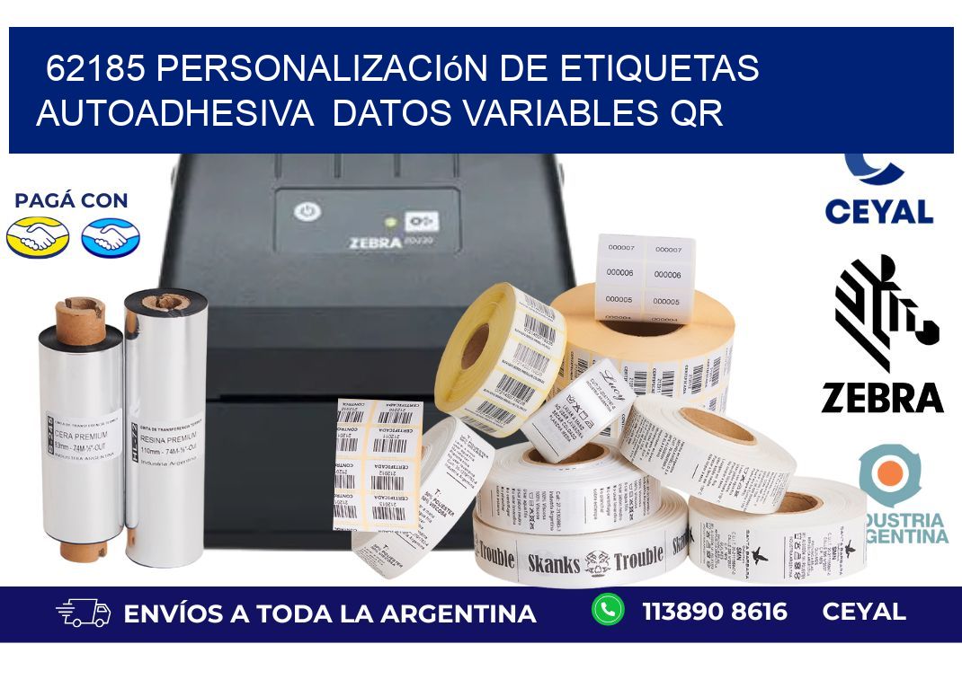 62185 Personalización de etiquetas autoadhesiva datos variables QR