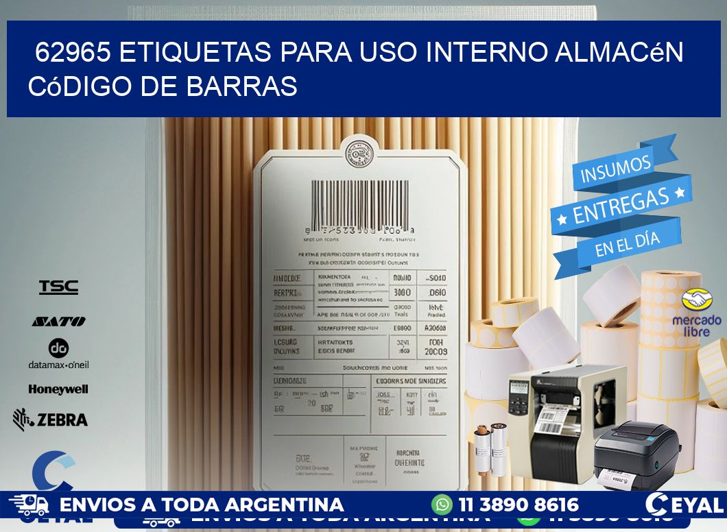 62965 etiquetas para uso interno almacén código de barras