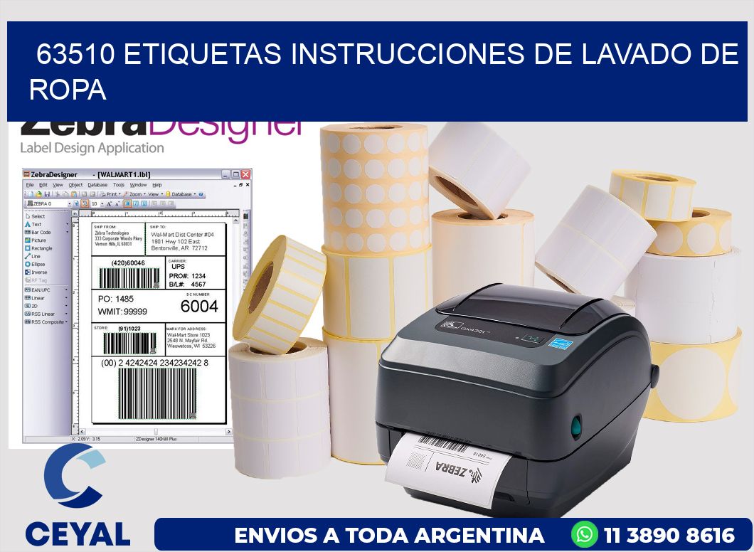 63510 etiquetas instrucciones de lavado de ropa