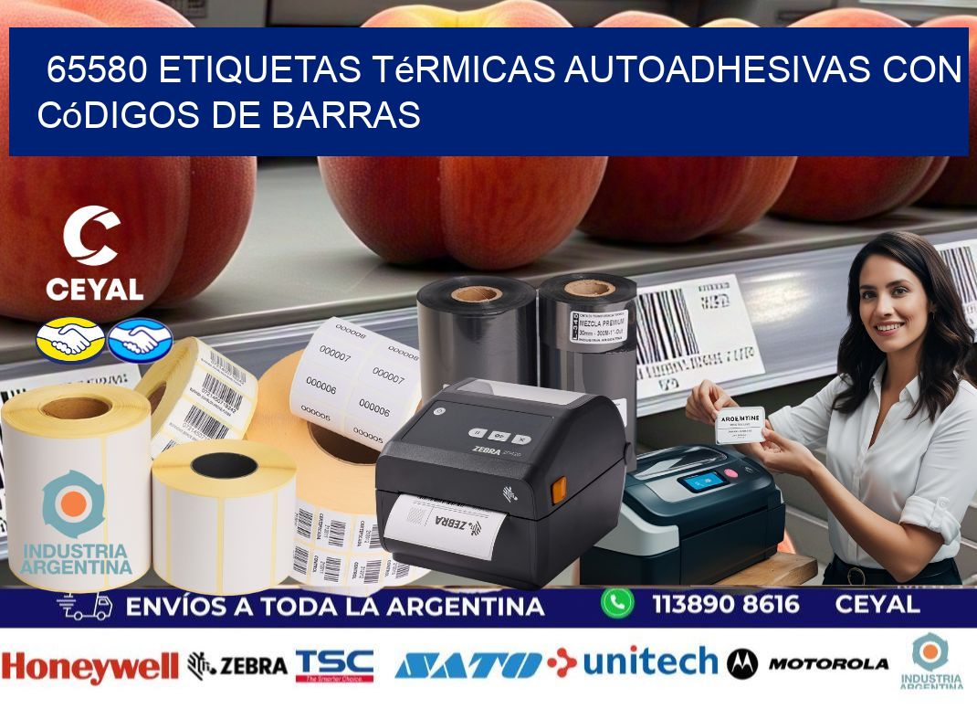 65580 Etiquetas térmicas autoadhesivas con códigos de barras