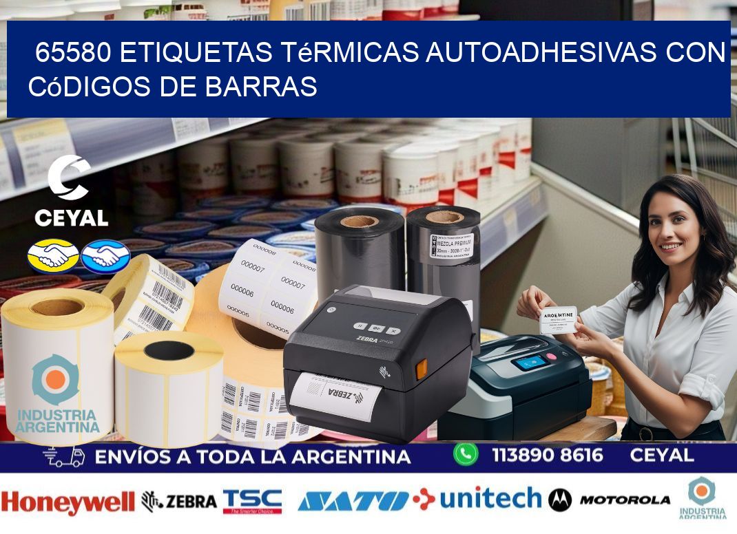 65580 Etiquetas térmicas autoadhesivas con códigos de barras