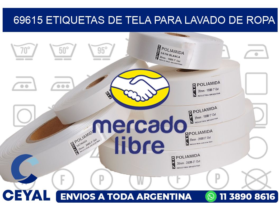 69615 Etiquetas de tela para lavado de ropa