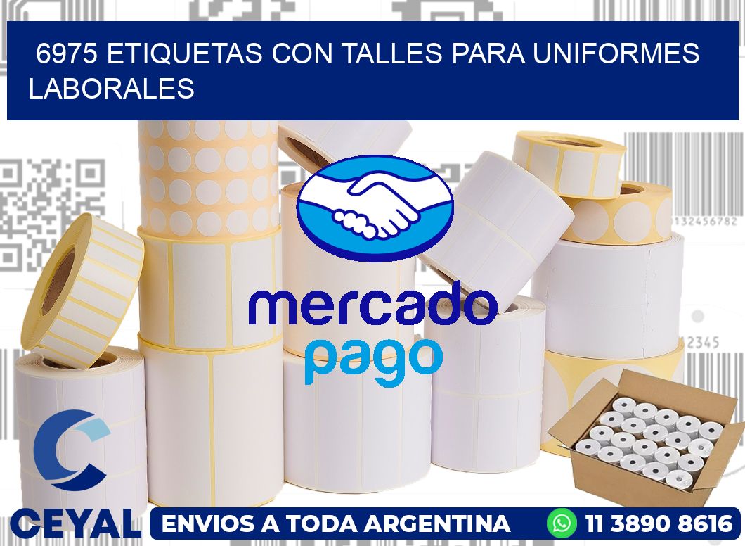 6975 etiquetas con talles para uniformes laborales