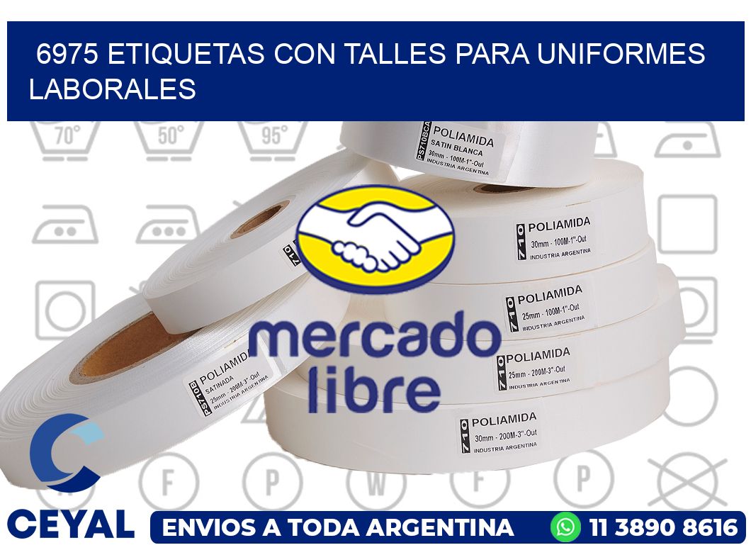 6975 etiquetas con talles para uniformes laborales