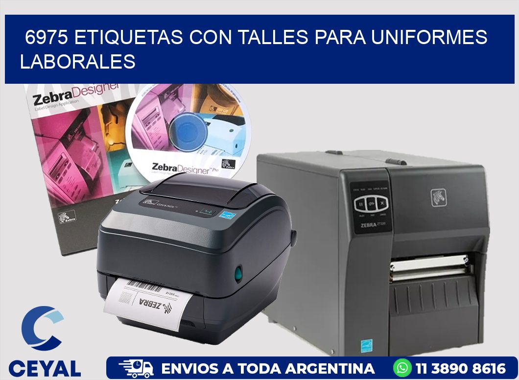 6975 etiquetas con talles para uniformes laborales
