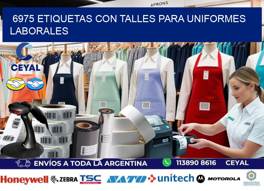 6975 etiquetas con talles para uniformes laborales