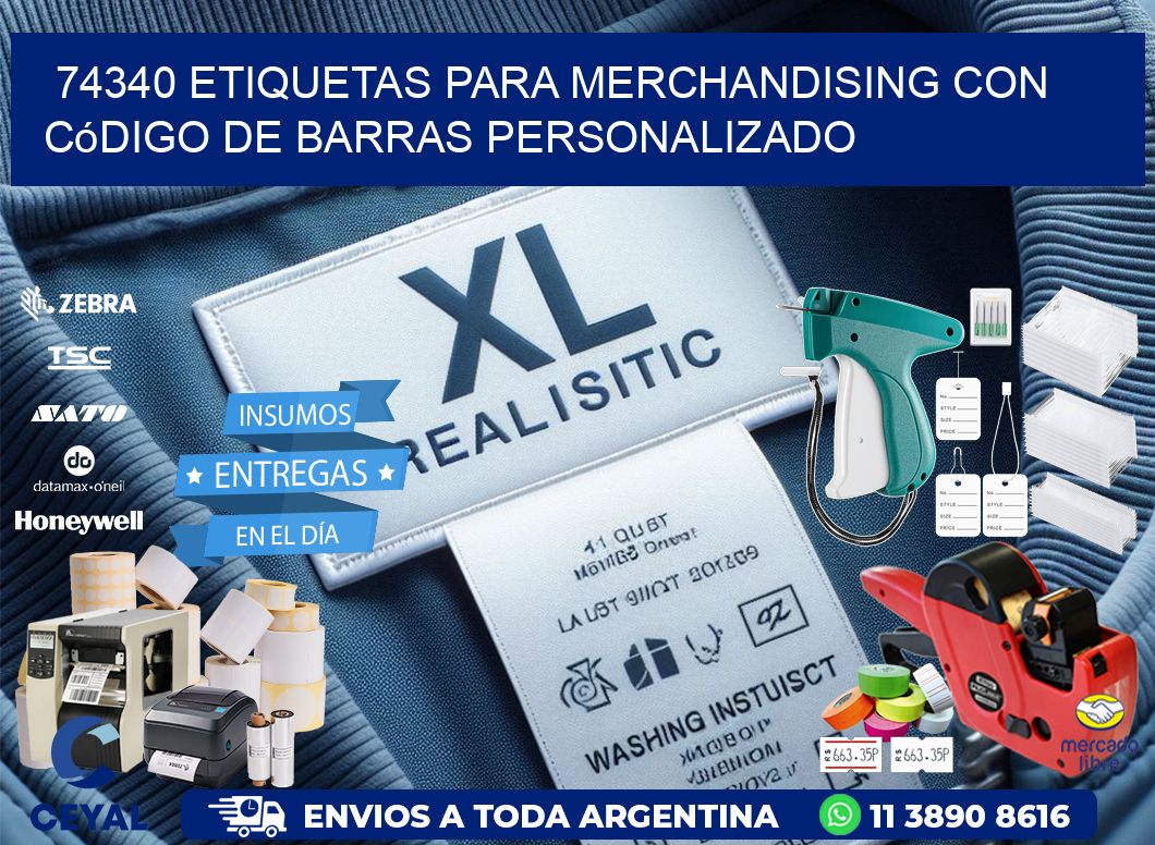 74340 etiquetas para merchandising con código de barras personalizado