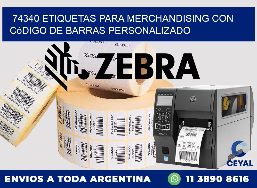 74340 etiquetas para merchandising con código de barras personalizado