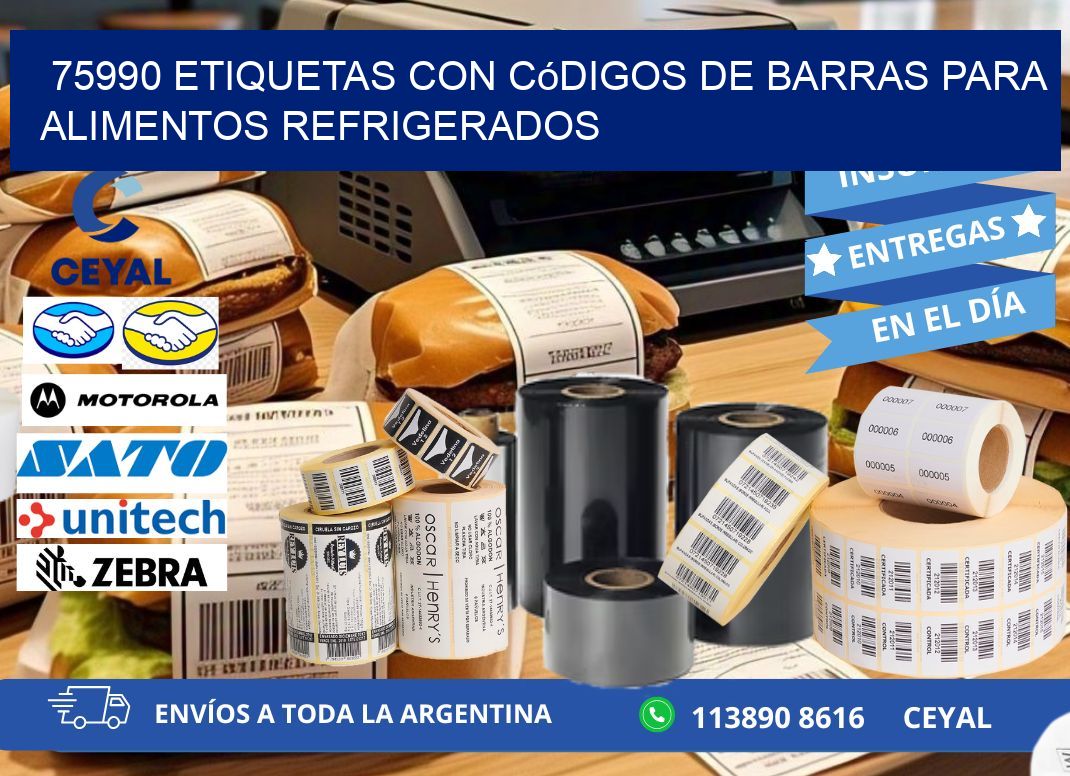 75990 Etiquetas con códigos de barras para alimentos refrigerados