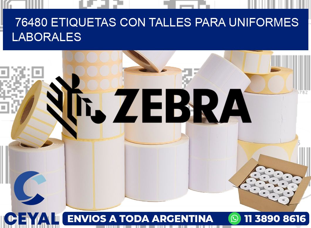 76480 etiquetas con talles para uniformes laborales