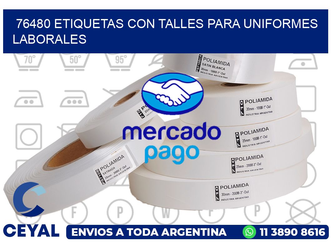76480 etiquetas con talles para uniformes laborales