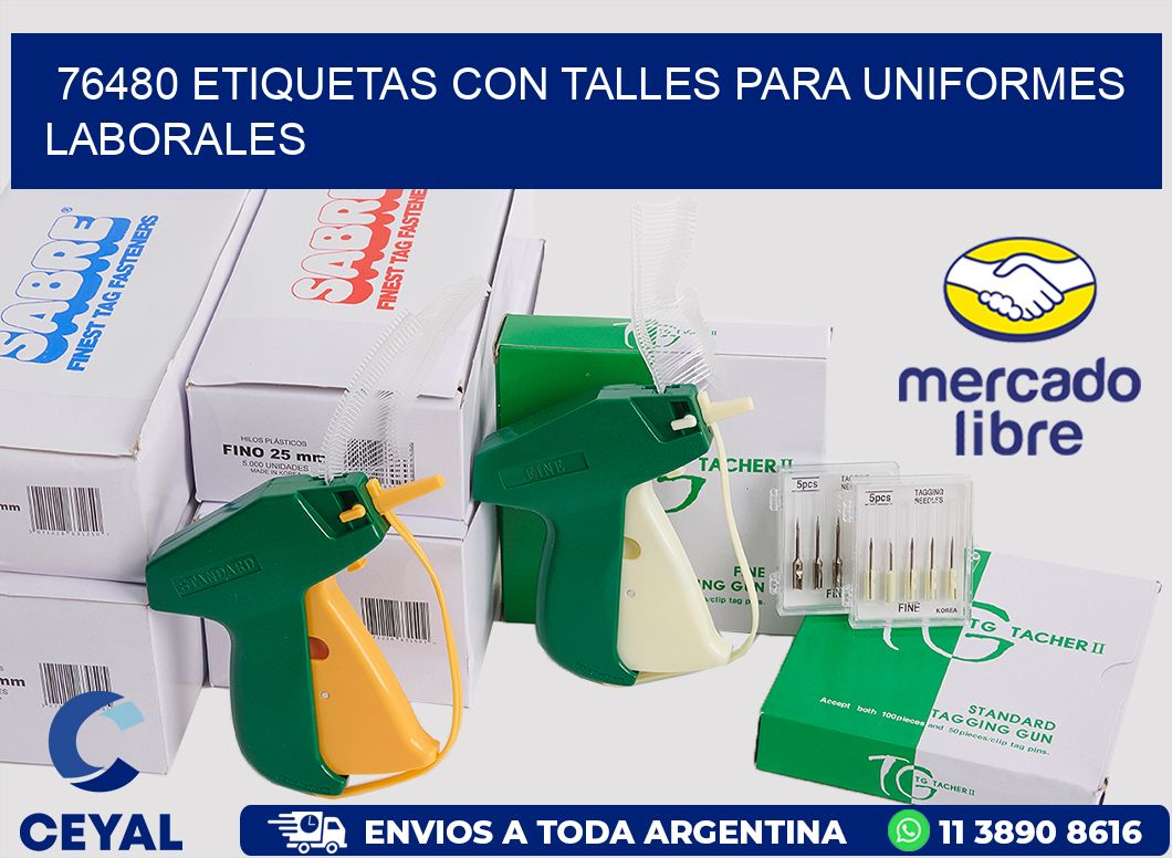 76480 etiquetas con talles para uniformes laborales