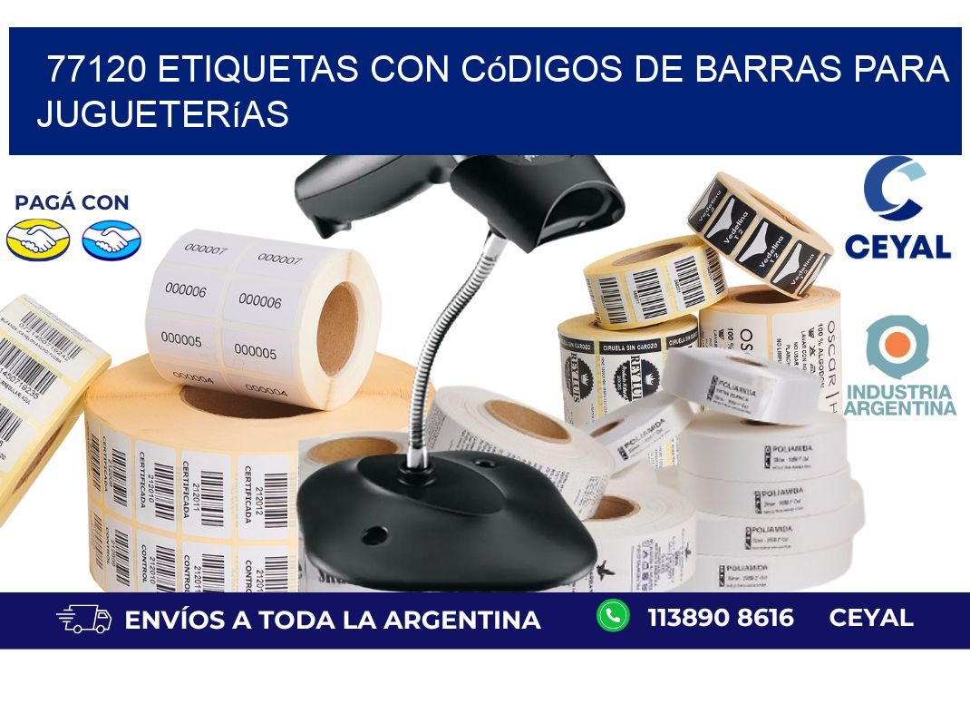 77120 etiquetas con códigos de barras para jugueterías