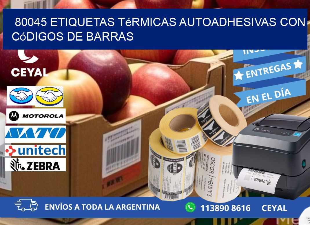 80045 Etiquetas térmicas autoadhesivas con códigos de barras
