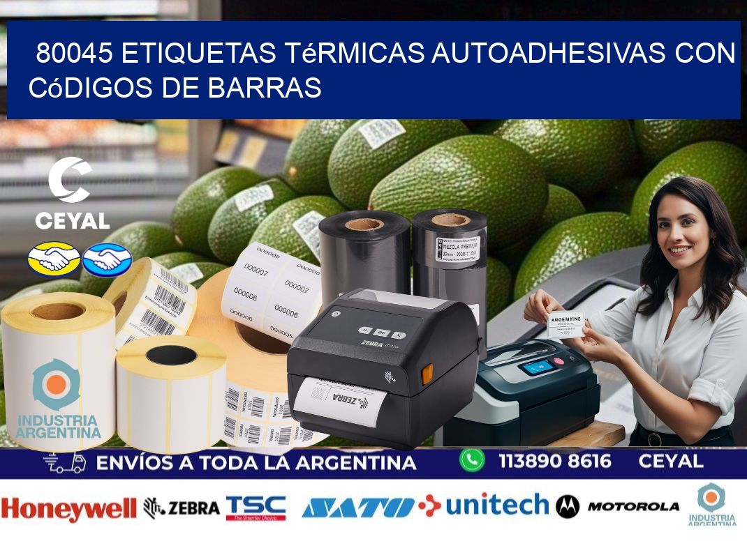 80045 Etiquetas térmicas autoadhesivas con códigos de barras
