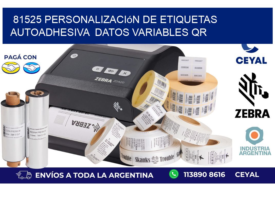 81525 Personalización de etiquetas autoadhesiva datos variables QR