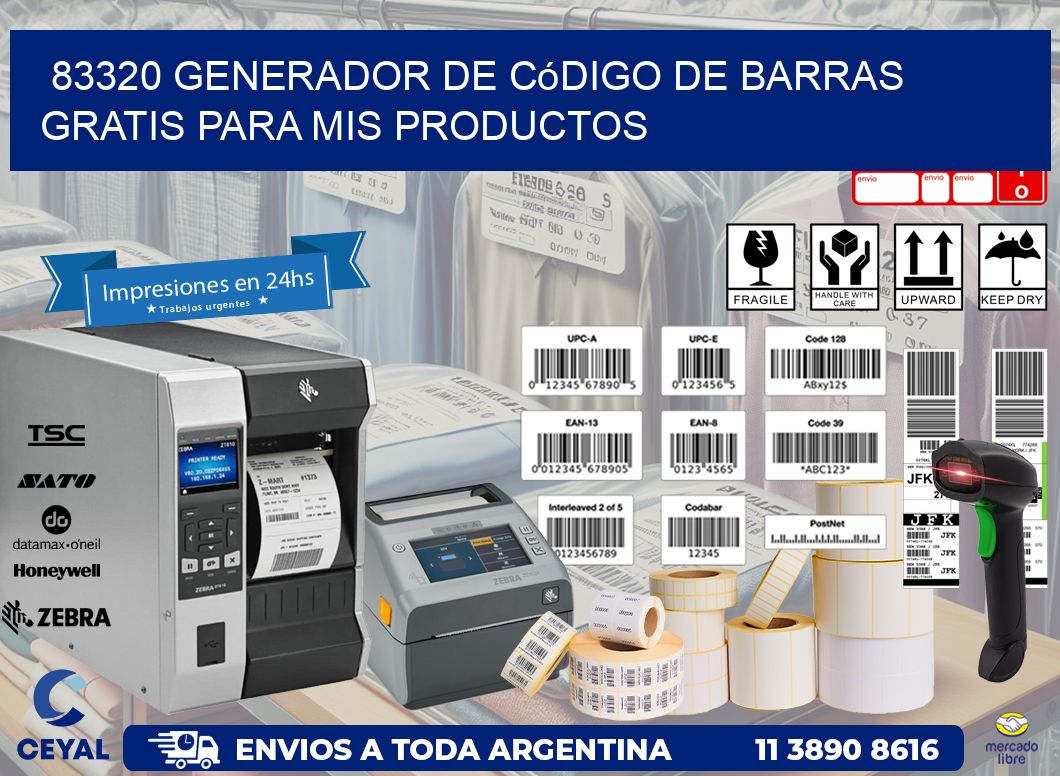 83320 Generador de código de barras gratis para mis productos