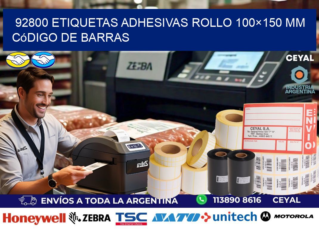 92800 etiquetas adhesivas rollo 100×150 mm código de barras