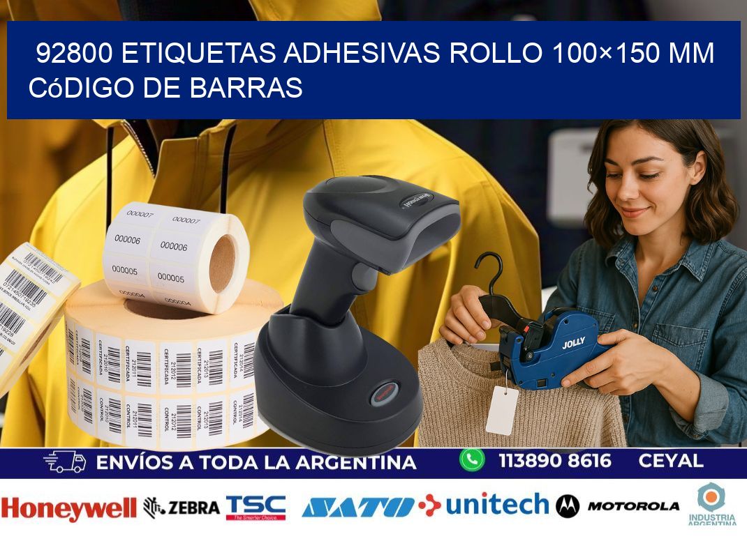 92800 etiquetas adhesivas rollo 100×150 mm código de barras
