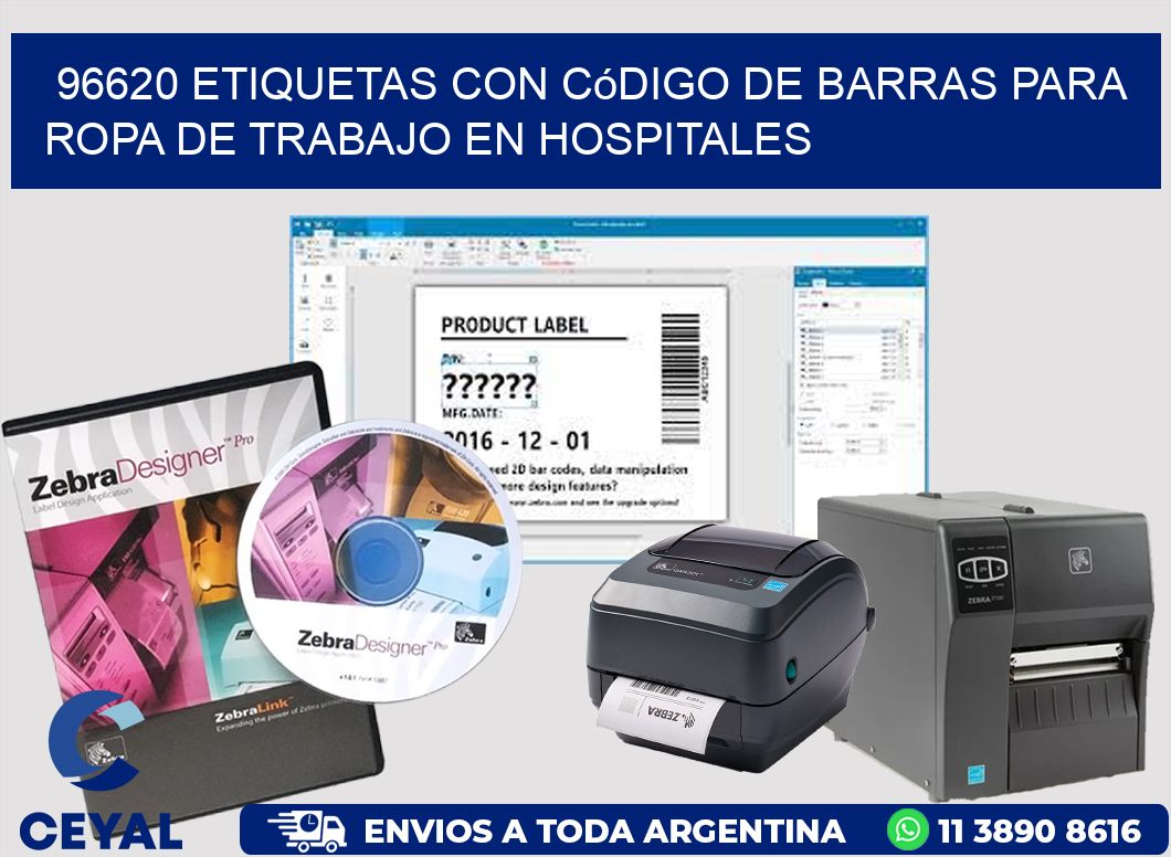 96620 Etiquetas con código de barras para ropa de trabajo en hospitales