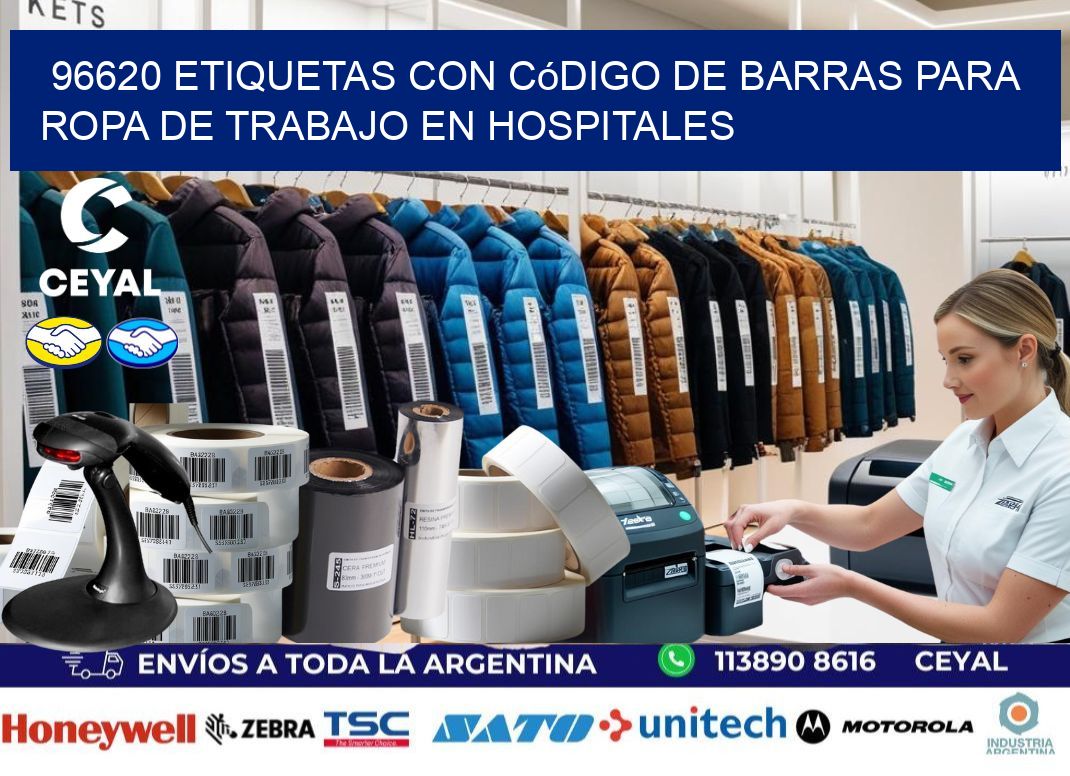 96620 Etiquetas con código de barras para ropa de trabajo en hospitales