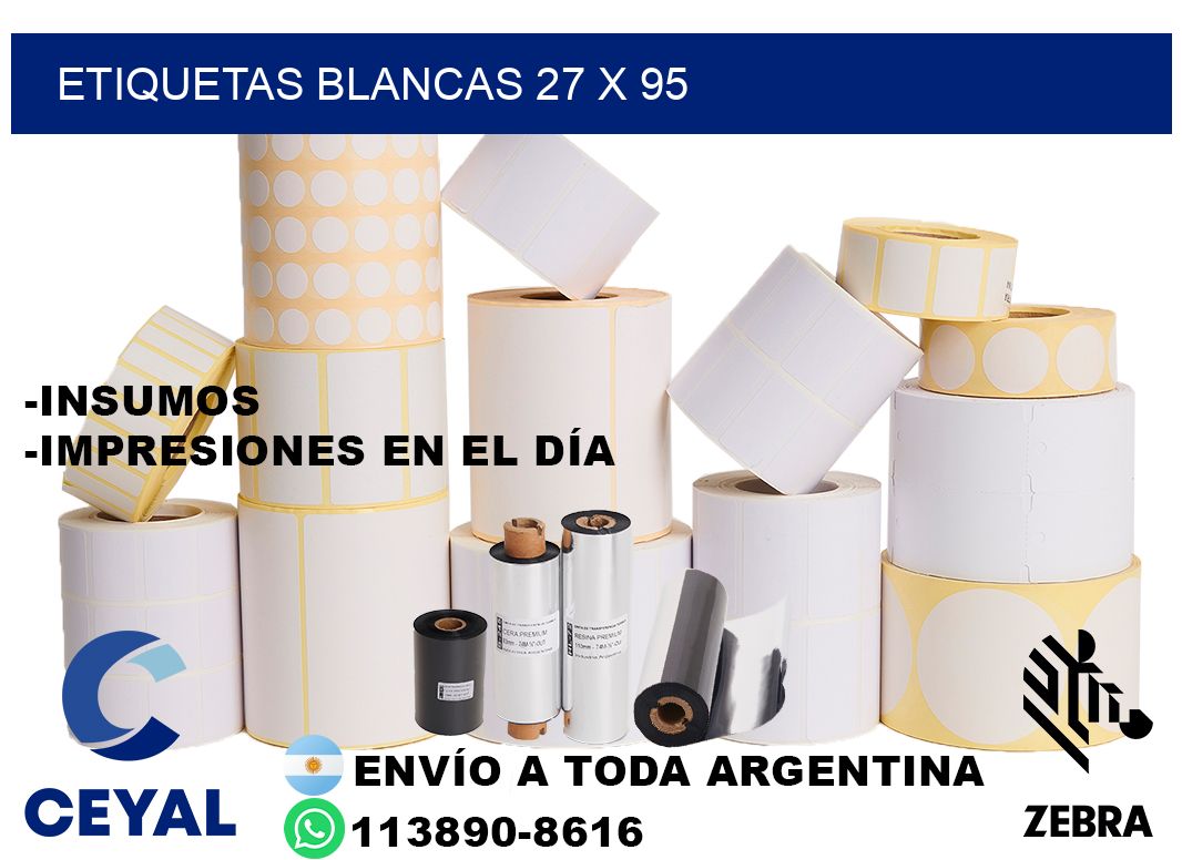 etiquetas blancas 27 x 95