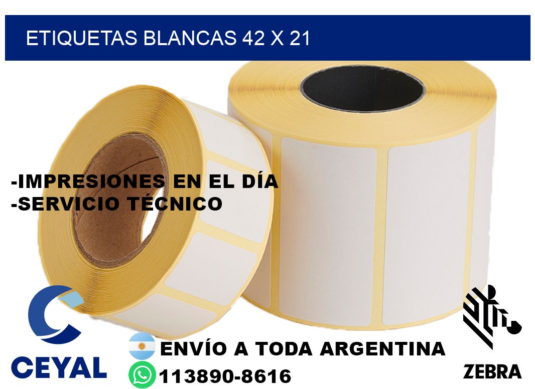 etiquetas blancas 42 x 21