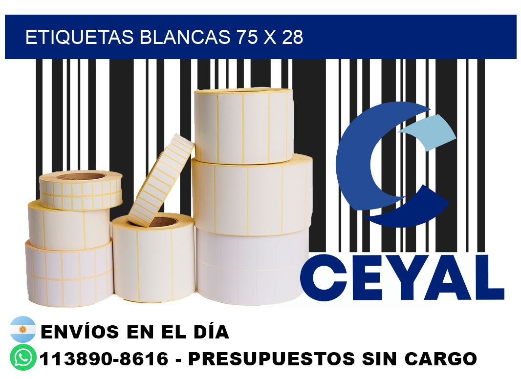 etiquetas blancas 75 x 28