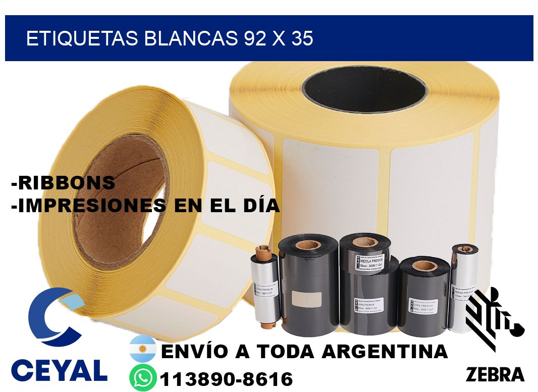etiquetas blancas 92 x 35