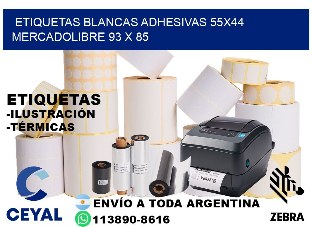 etiquetas blancas adhesivas 55x44 mercadolibre 93 x 85