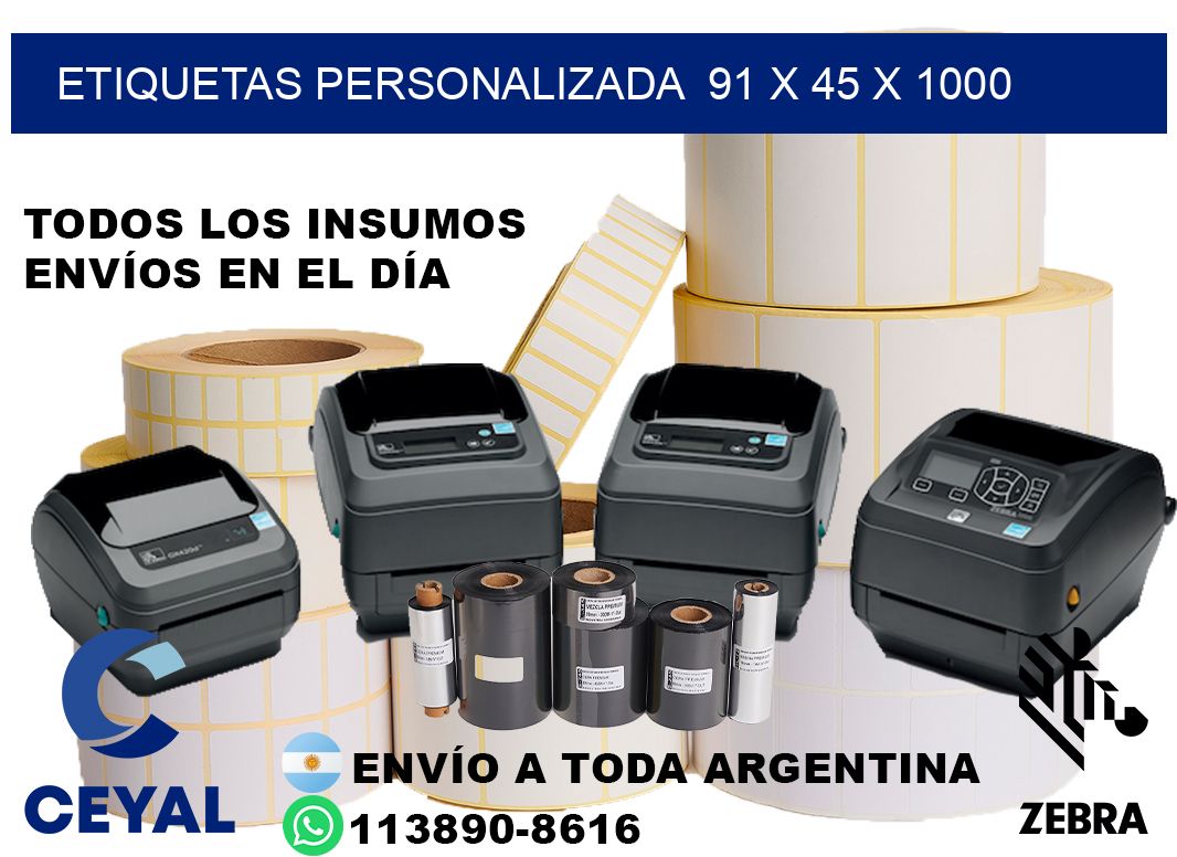 etiquetas personalizada  91 x 45 x 1000