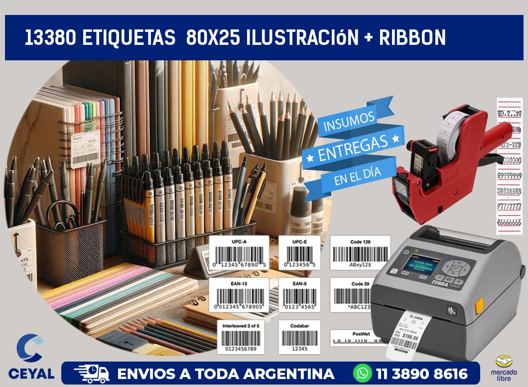 13380 etiquetas 80x25 ilustración + ribbon