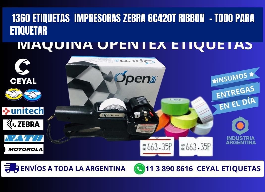 1360 etiquetas impresoras zebra gc420t ribbon - Todo para Etiquetar