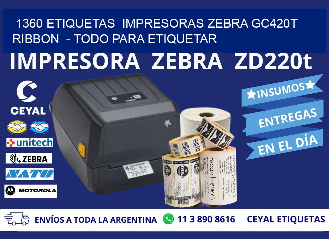 1360 etiquetas impresoras zebra gc420t ribbon - Todo para Etiquetar