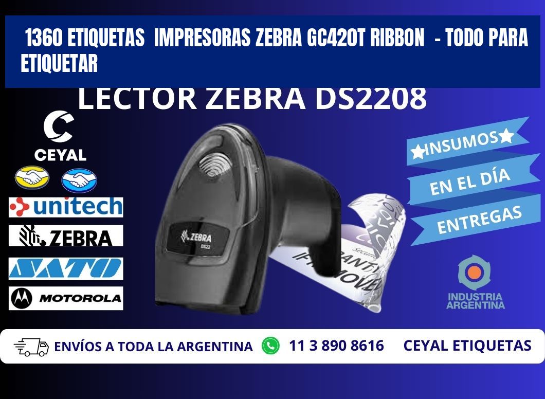 1360 etiquetas impresoras zebra gc420t ribbon - Todo para Etiquetar