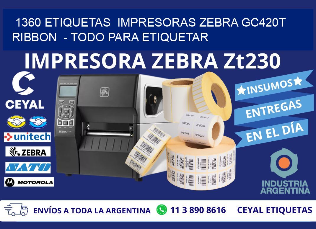 1360 etiquetas impresoras zebra gc420t ribbon - Todo para Etiquetar