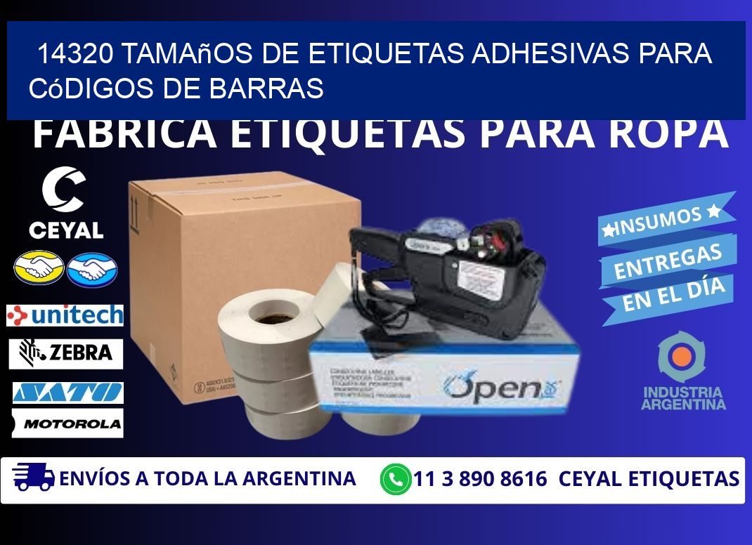 14320 Tamaños de etiquetas adhesivas para códigos de barras