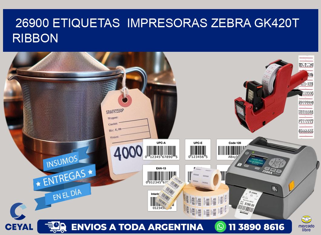26900 Etiquetas impresoras zebra gk420t ribbon