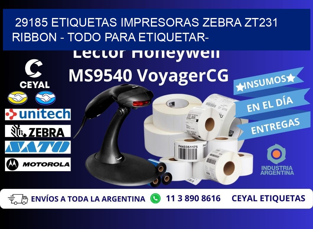 29185 etiquetas impresoras zebra zt231 ribbon - Todo para Etiquetar-