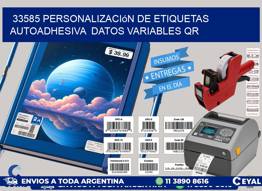 33585 Personalización de etiquetas autoadhesiva datos variables QR