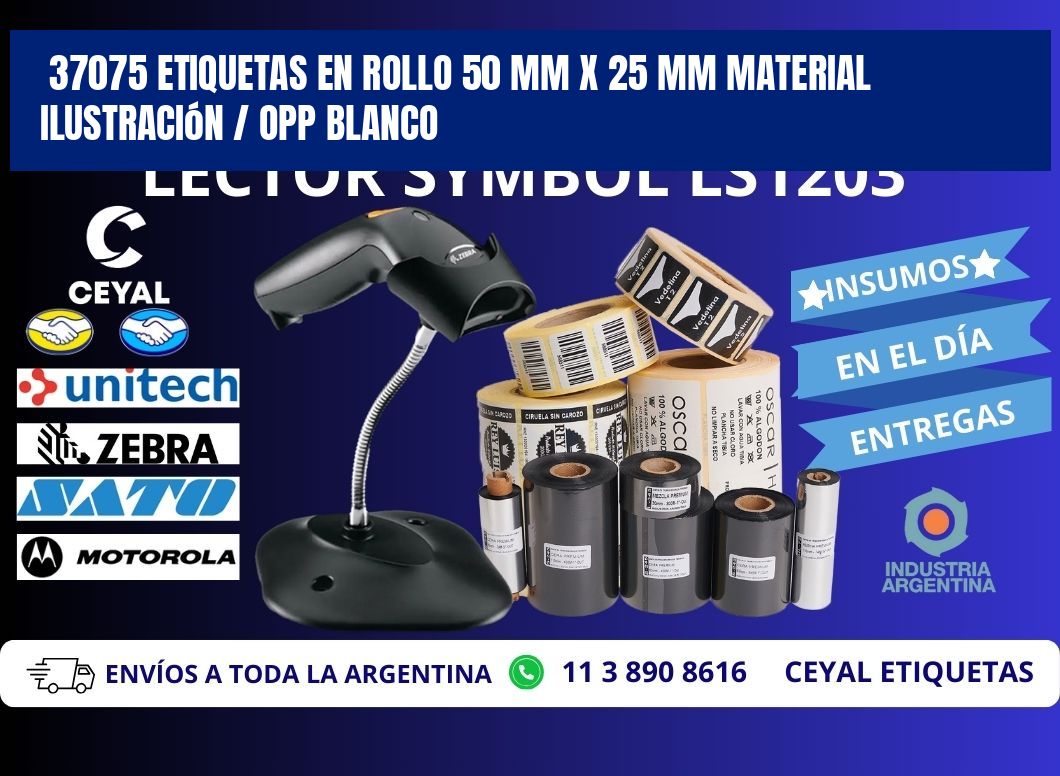 37075 Etiquetas en rollo 50 mm x 25 mm material Ilustración / OPP Blanco