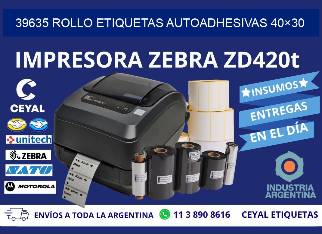 39635 Rollo Etiquetas autoadhesivas 40×30