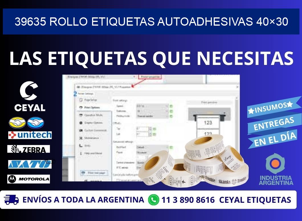 39635 Rollo Etiquetas autoadhesivas 40×30