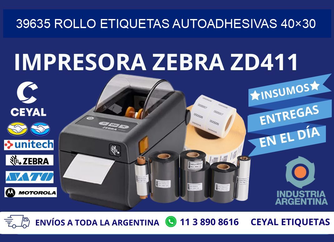 39635 Rollo Etiquetas autoadhesivas 40×30