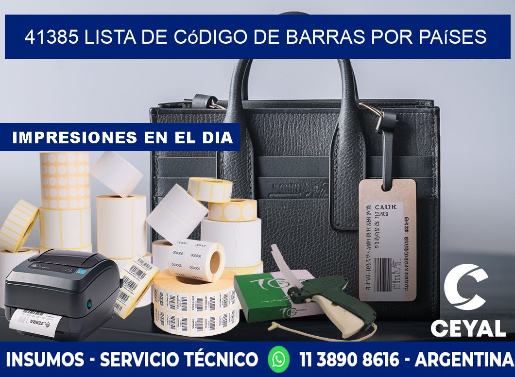 41385 Lista de código de barras por países