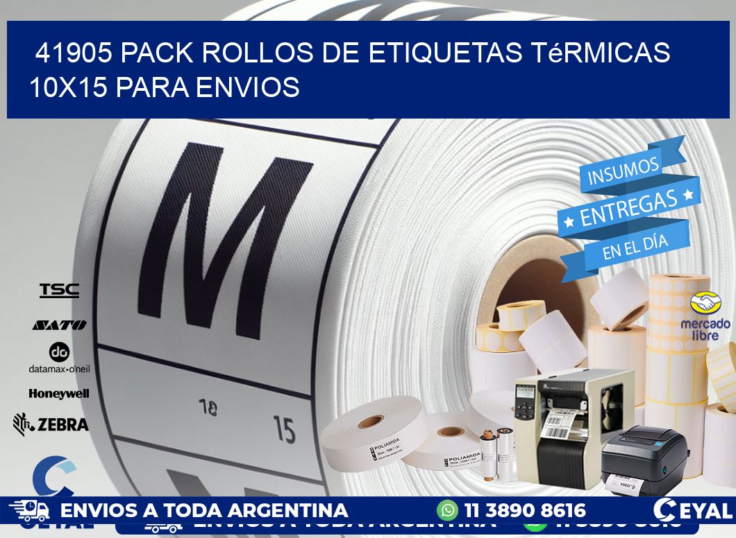 41905 pack rollos de etiquetas térmicas 10x15 para Envios